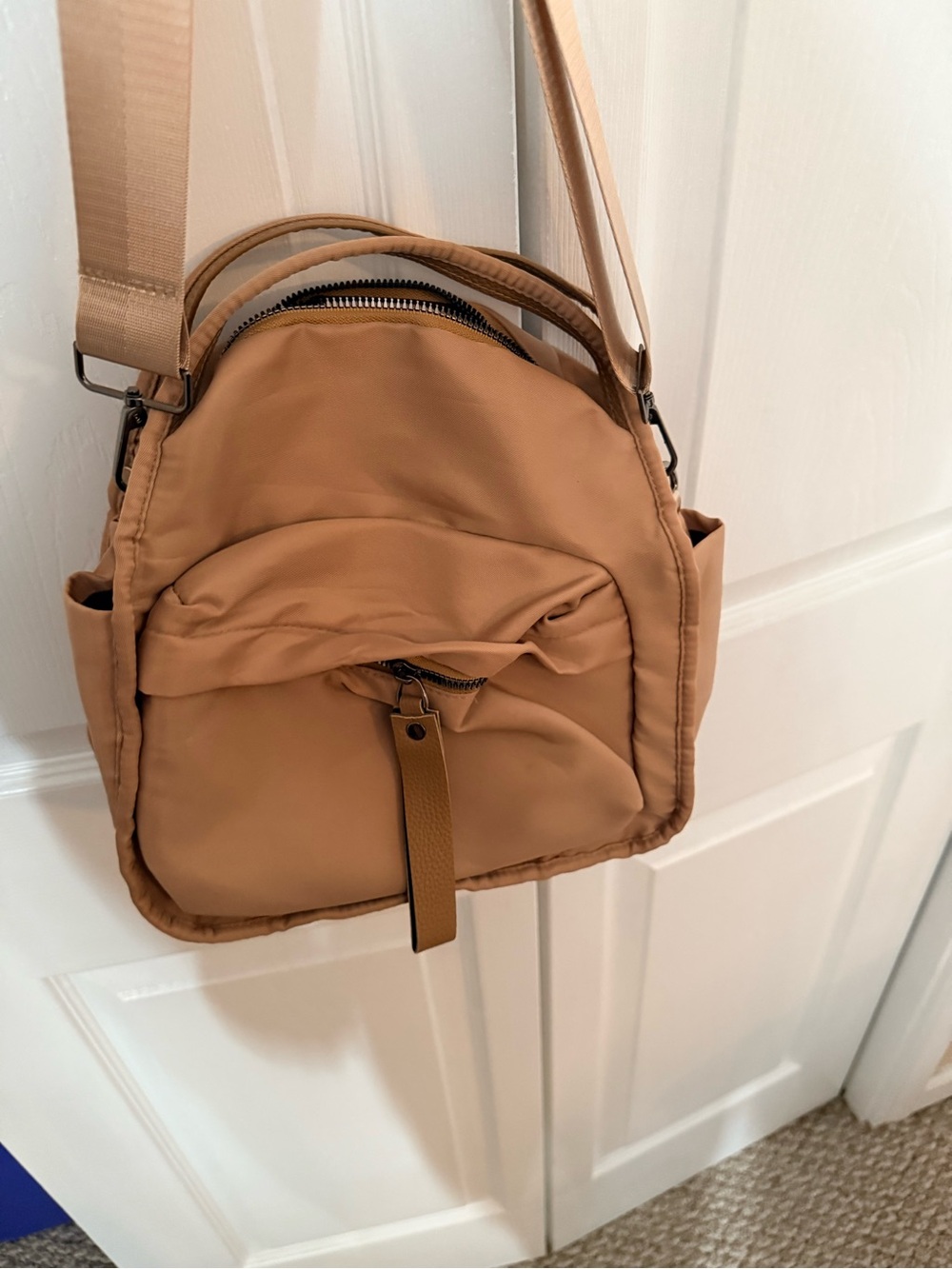 Casual Tan Nylon Crossbody Bag